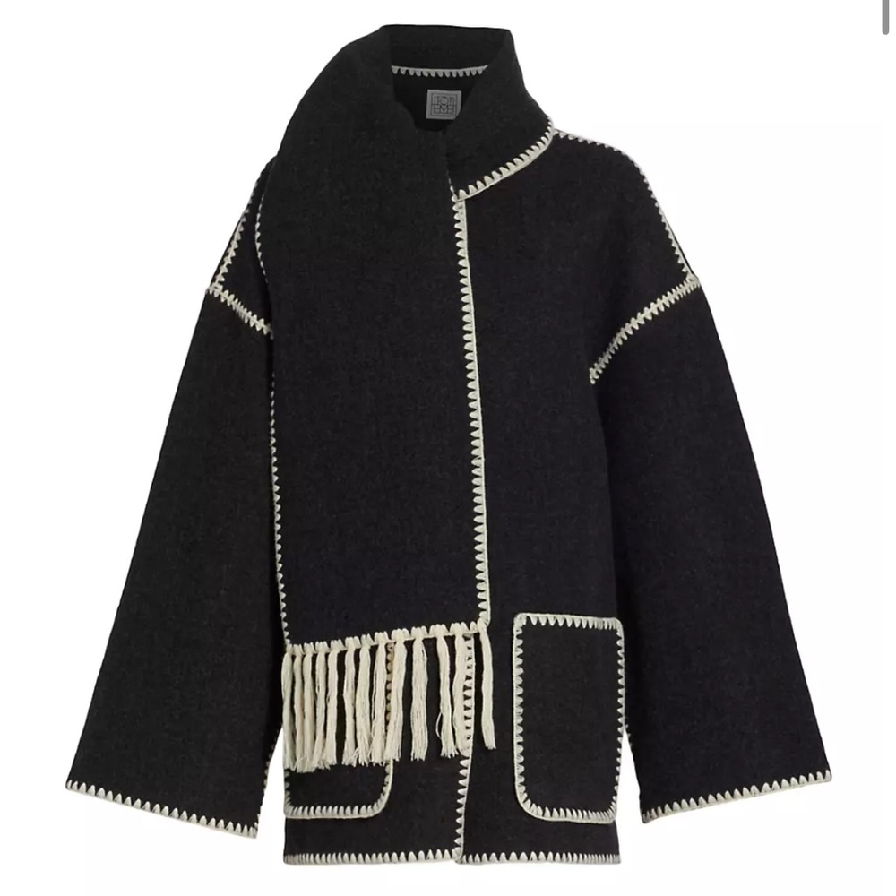 Toteme Embroidered Wool-blend Scarf Jacket